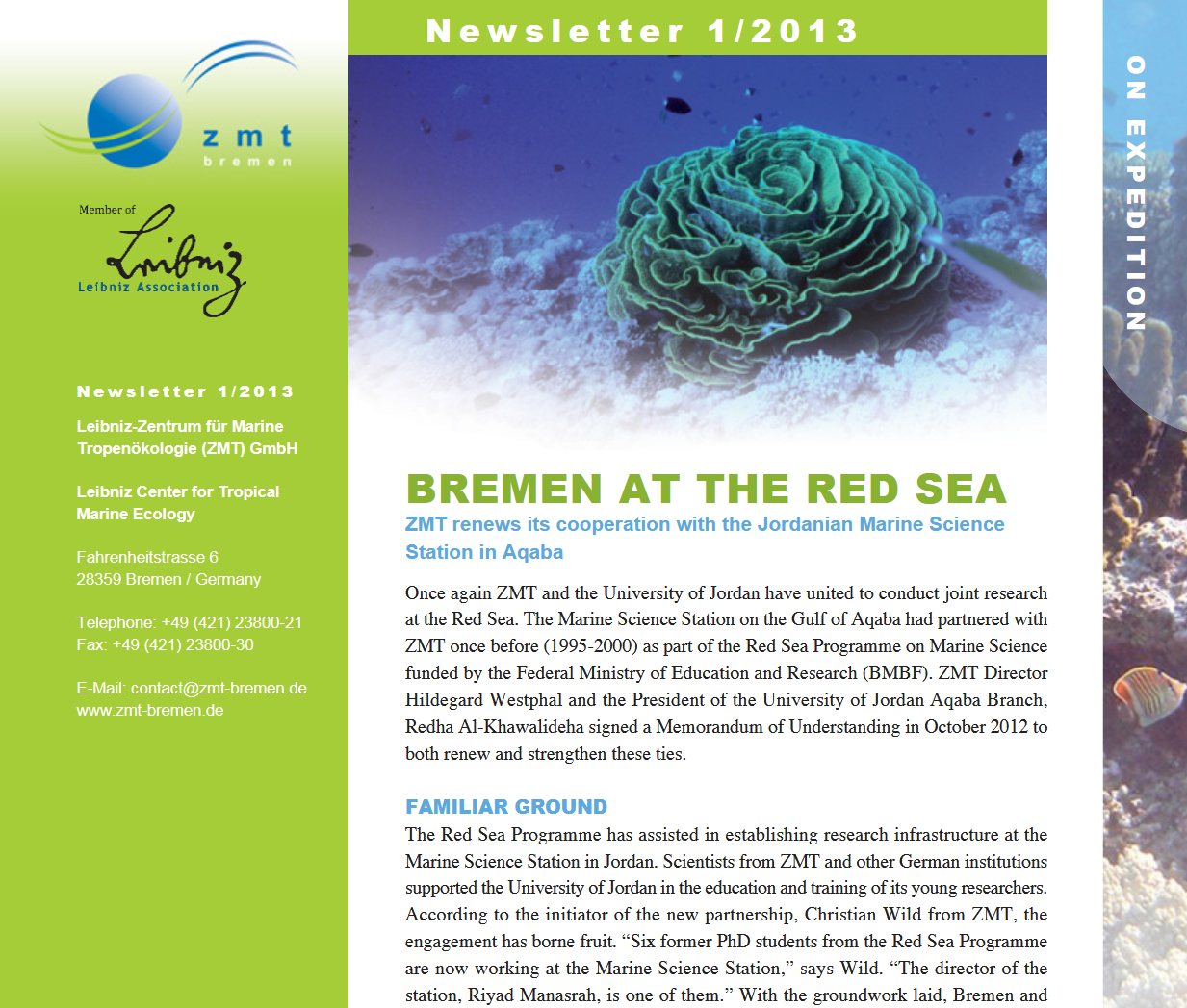 Cover ZMT Newsletter 01 2013