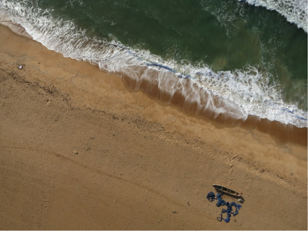 A Ghanian beach photographed by the drone  60 meters above ground. Photo AR and EC A Ghanian beach photographed by the drone  60 meters above ground. Photo AR and EC