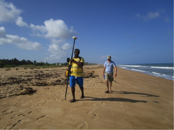 Trinity and Alessio Surveying the high tide mark. Photo EC Trinity and Alessio Surveying the high tide mark. Photo EC